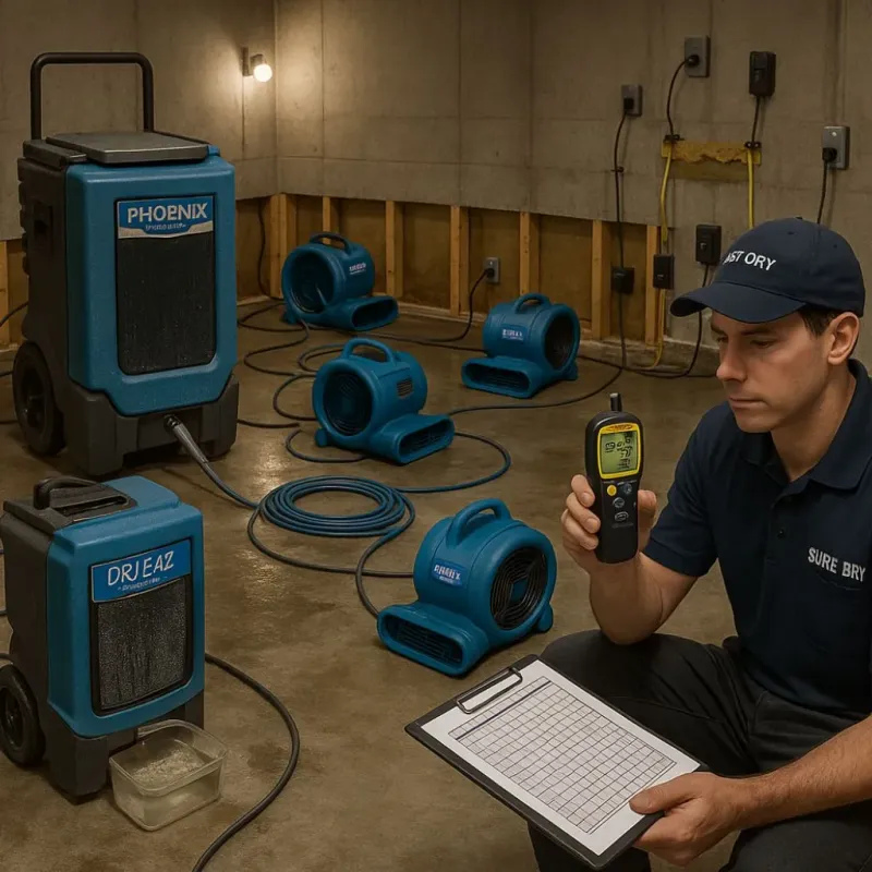 Structural Drying and Dehumidification process in Fairfield, ID